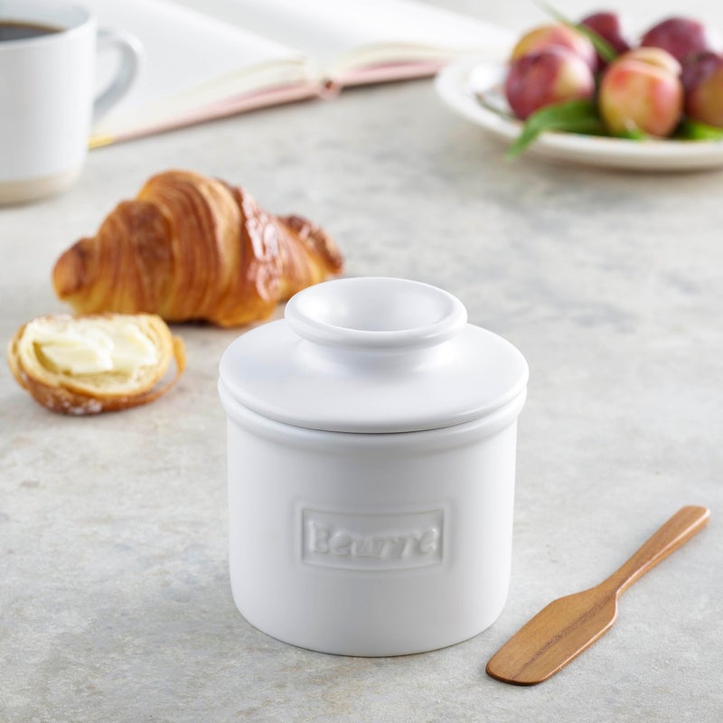 Butter Bell - The Original Butter Bell crock by L Tremain, a Countertop French Ceramic Butter Dish Keeper for Spreadable Butter, CafMatte Collection, White Matte - Image 4